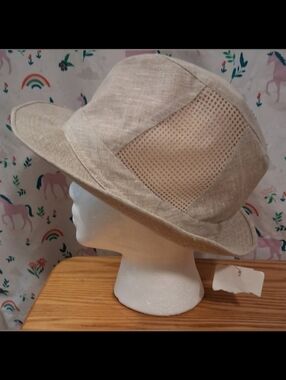 NWT Henschel Cream Italian Linen Mesh Lightweight Unisex Breezer Safari Hat SZ M